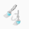 18K WHITE GOLD SEA BLUE CHALCEDONY AND DIAMOND REV MINI EARRING