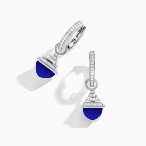 18K WHITE GOLD LAPIS LAZULI AND DIAMOND REV MINI EARRING