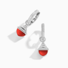 18K WHITE GOLD RED AGATE AND DIAMOND REV MINI EARRING