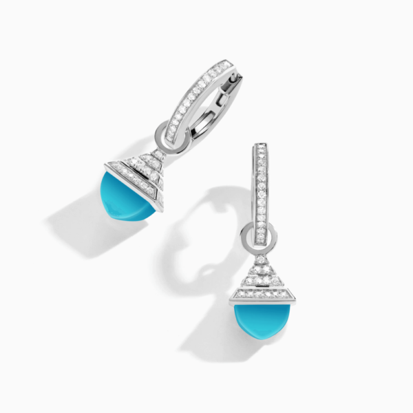 18K WHITE GOLD TURQUOISE AND DIAMOND REV MINI EARRING