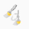 18K WHITE GOLD YELLOW QUARTZITE AND DIAMOND REV MINI EARRING