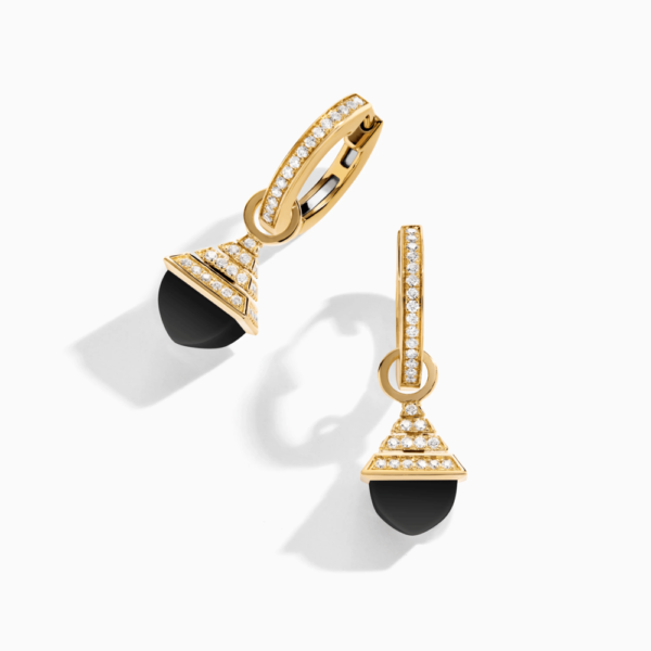 18K YELLOW GOLD ONYX AND DIAMOND REV MINI EARRING