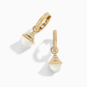 18K YELLOW GOLD MOON STONE AND DIAMOND REV MINI EARRING