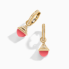 18K YELLOW GOLD PINK CORAL AND DIAMOND REV MINI EARRING