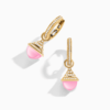 18K YELLOW GOLD PINK QUARTZITE AND DIAMOND REV MINI EARRING