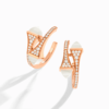 18K ROSE GOLD MOON STONE AND DIAMOND MEDIUM EARRING