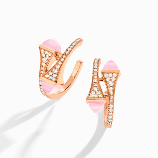 18K ROSE GOLD PINK QUARTZITE AND DIAMOND MEDIUM EARRING