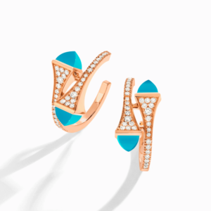 18K ROSE GOLD TURQUOISE AND DIAMOND MEDIUM EARRING