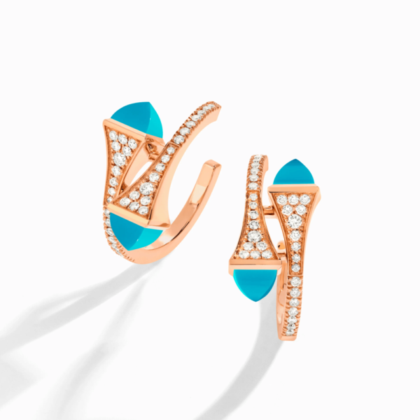 18K ROSE GOLD TURQUOISE AND DIAMOND MEDIUM EARRING