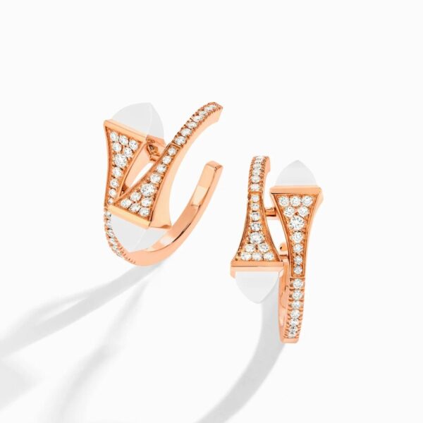 18K ROSE GOLD WHITE AGATE AND DIAMOND MEDIUM EARRING