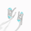 18K WHITE GOLD SEA BLUE CHALCEDONY AND DIAMOND MEDIUM EARRING