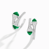 18K WHITE GOLD GREEN AGATE AND DIAMOND MEDIUM EARRING