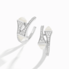 18K WHITE GOLD MOON STONE AND DIAMOND MEDIUM EARRING