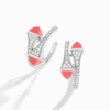 18K WHITE GOLD PINK CORAL AND DIAMOND MEDIUM EARRING