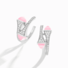 18K WHITE GOLD PINK QUARTZITE AND DIAMOND MEDIUM EARRING