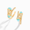 18K YELLOW GOLD SEA BLUE CHALCEDONY AND DIAMOND MEDIUM EARRING