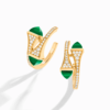 18K YELLOW GOLD GREEN AGATE AND DIAMOND MEDIUM EARRING