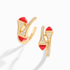 18K YELLOW GOLD RED AGATE AND DIAMOND MEDIUM EARRING