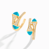 18K YELLOW GOLD TURQUOISE AND DIAMOND MEDIUM EARRING