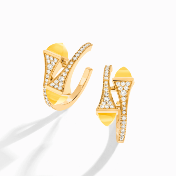 18K YELLOW GOLD YELLOW QUARTZITE AND DIAMOND MEDIUM EARRING