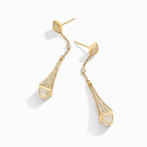 18K YELLOW GOLD DIAMOND TEARDROP EARRING
