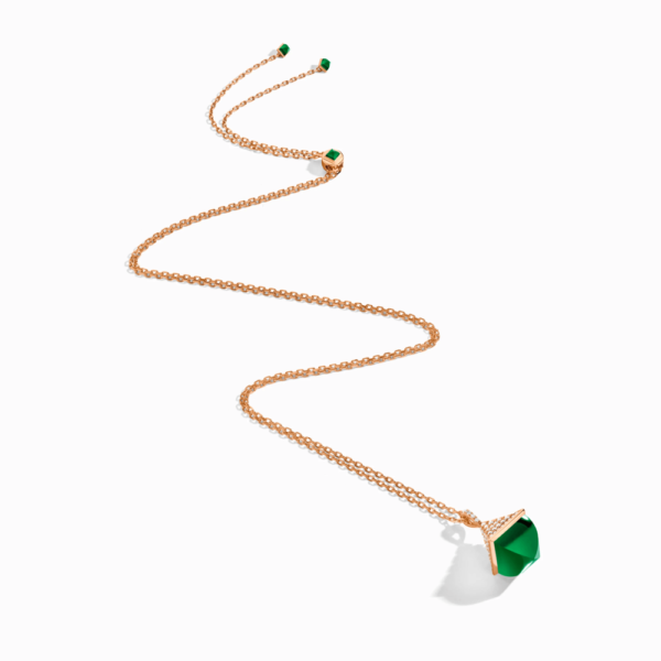 18K ROSE GOLD GREEN AGATE AND DIAMOND MIDI NECKLACE