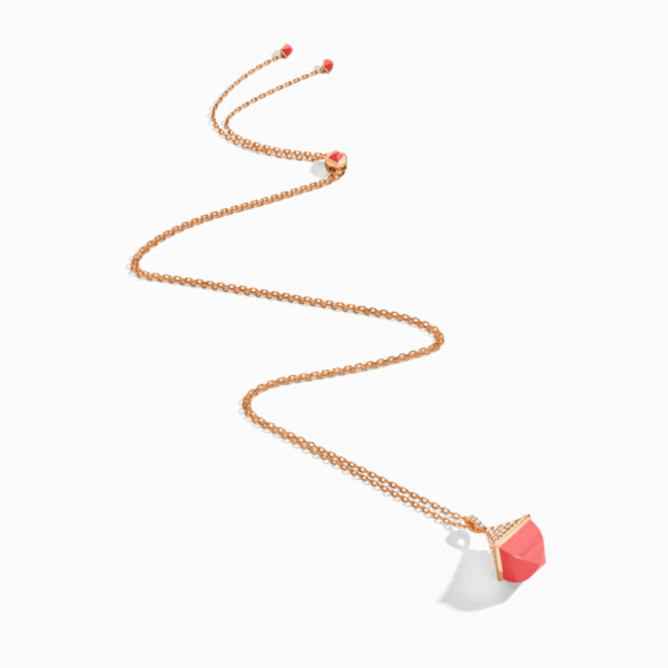 18K ROSE GOLD PINK CORAL AND DIAMOND MIDI NECKLACE