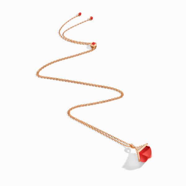 18K ROSE GOLD RED AGATE AND DIAMOND MIDI NECKLACE