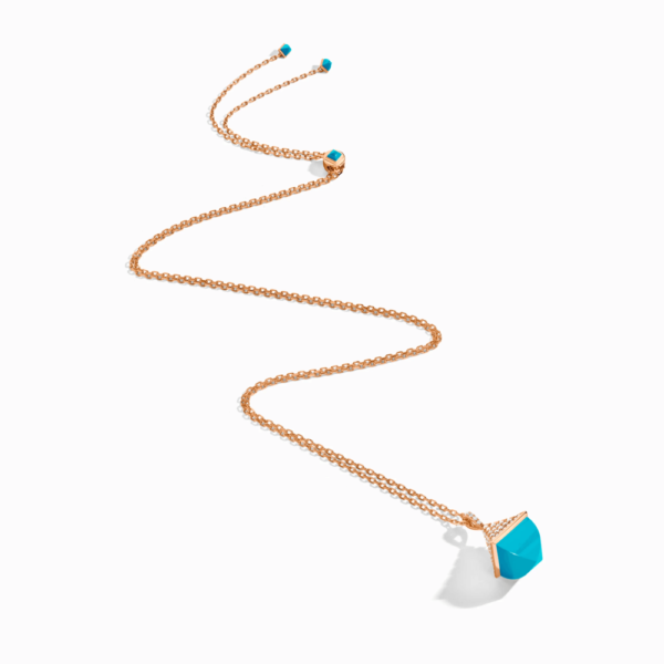 18K ROSE GOLD TURQUOISE AND DIAMOND MIDI NECKLACE