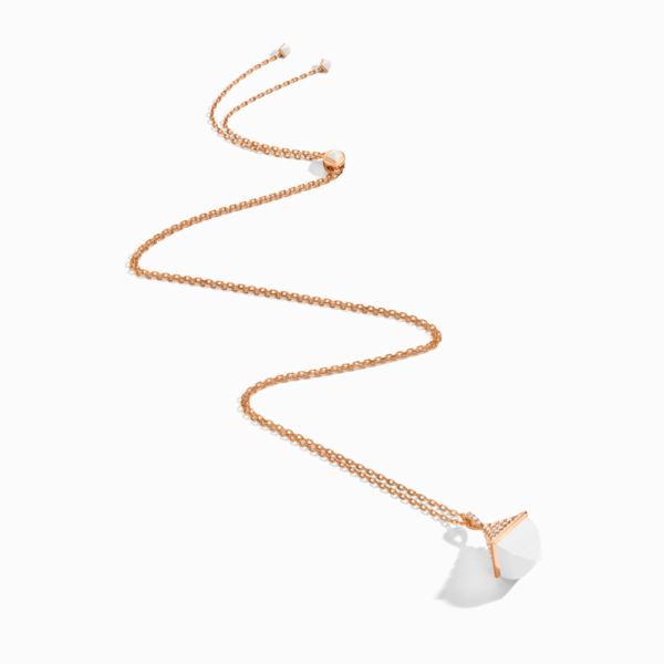 18K ROSE GOLD WHITE AGATE AND DIAMOND MIDI NECKLACE