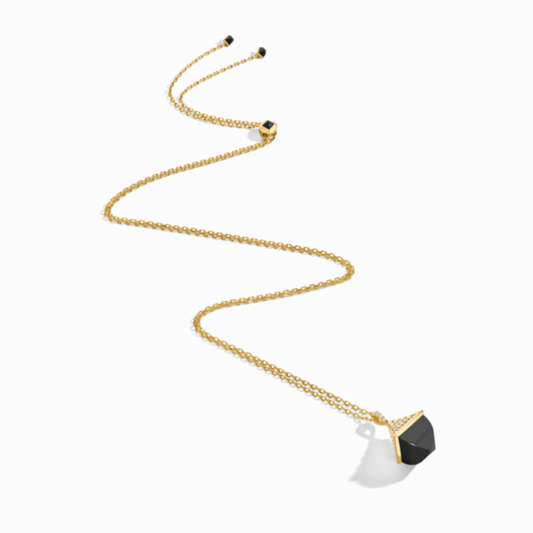 18K YELLOW GOLD ONYX AND DIAMOND MIDI NECKLACE