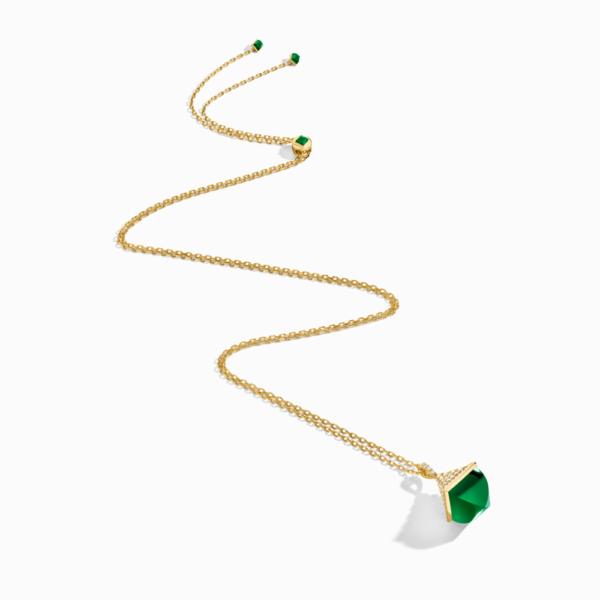 18K YELLOW GOLD GREEN AGATE AND DIAMOND MIDI NECKLACE