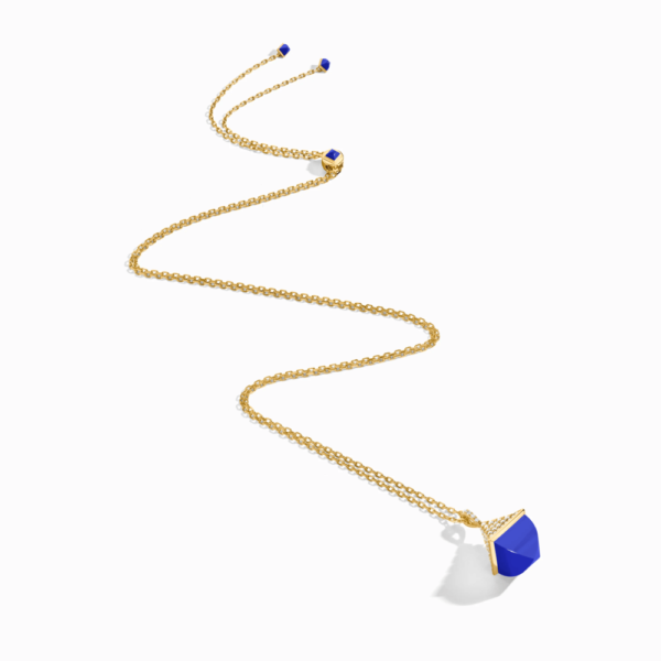 18K YELLOW GOLD LAPIS LAZULI AND DIAMOND MIDI NECKLACE