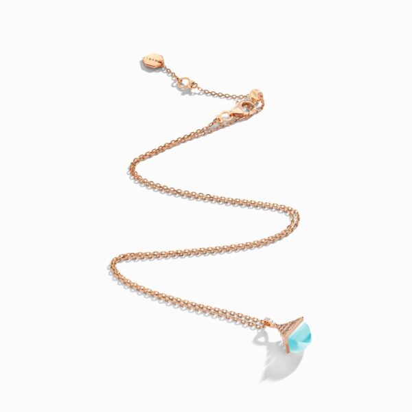 18K ROSE GOLD SEA BLUE CHALCEDONY AND DIAMOND MINI NECKLACE