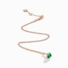 18K ROSE GOLD GREEN AGATE AND DIAMOND MINI NECKLACE