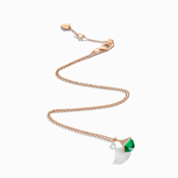 18K ROSE GOLD GREEN AGATE AND DIAMOND MINI NECKLACE
