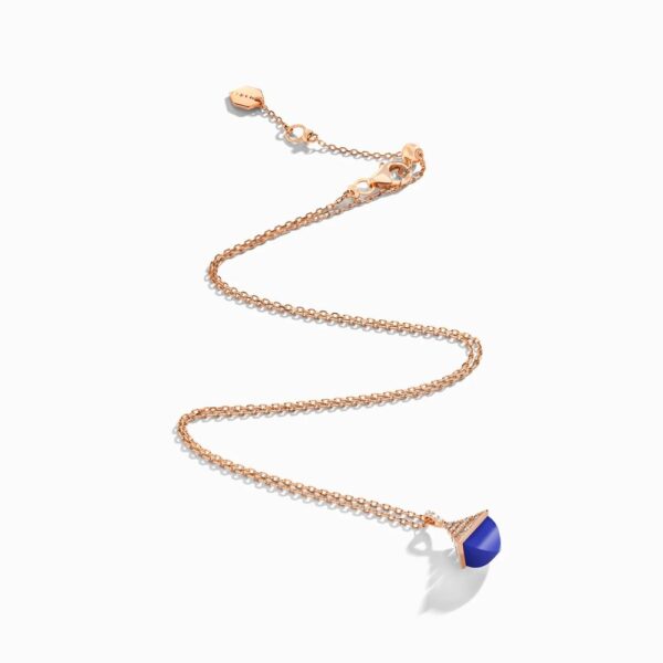18K ROSE GOLD LAPIS LAZULI AND DIAMOND MINI NECKLACE
