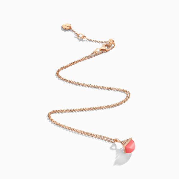 18K ROSE GOLD PINK CORAL AND DIAMOND MINI NECKLACE
