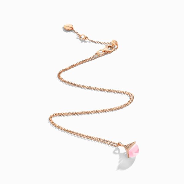 18K ROSE GOLD PINK QUARTZITE AND DIAMOND MINI NECKLACE