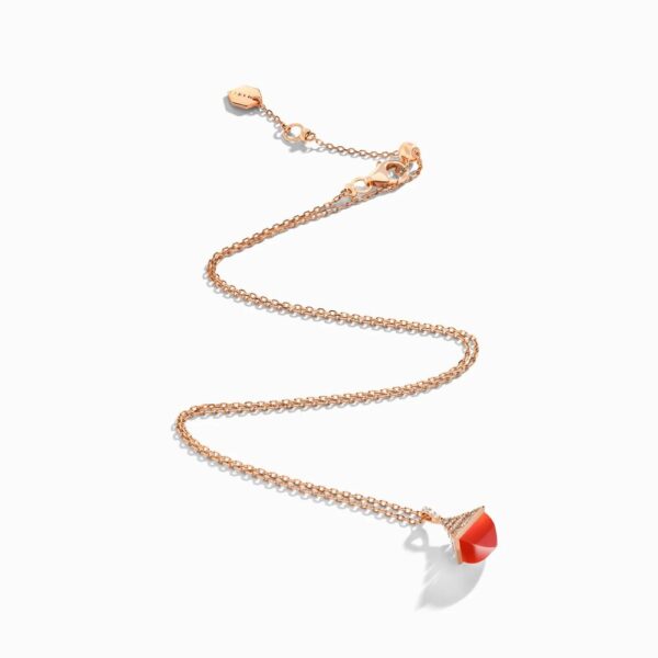 18K ROSE GOLD RED AGATE AND DIAMOND MINI NECKLACE