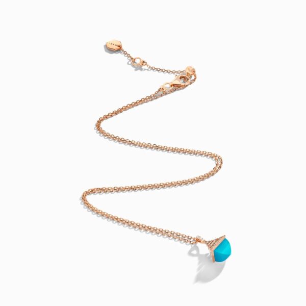 18K ROSE GOLD TURQUOISE AND DIAMOND MINI NECKLACE