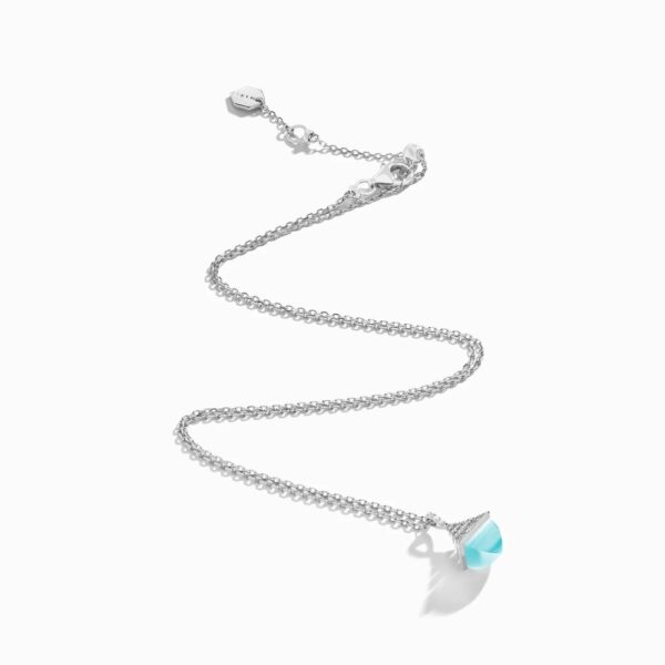 18K WHITE GOLD SEA BLUE CHALCEDONY AND DIAMOND MINI NECKLACE