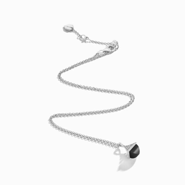 18K WHITE GOLD ONYX AND DIAMOND MINI NECKLACE