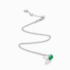 18K WHITE GOLD GREEN AGATE AND DIAMOND MINI NECKLACE
