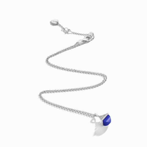 18K WHITE GOLD LAPIS LAZULI AND DIAMOND MINI NECKLACE