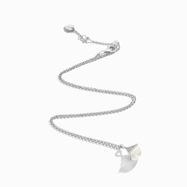 18K WHITE GOLD MOON STONE AND DIAMOND MINI NECKLACE