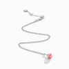 18K WHITE GOLD PINK CORAL AND DIAMOND MINI NECKLACE