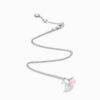 18K WHITE GOLD PINK QUARTZITE AND DIAMOND MINI NECKLACE