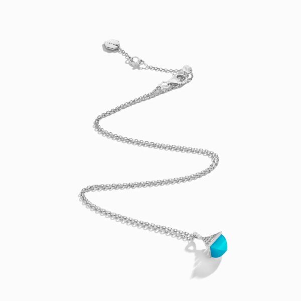18K WHITE GOLD TURQUOISE AND DIAMOND MINI NECKLACE