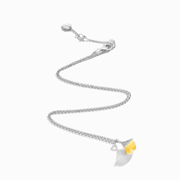 18K WHITE GOLD YELLOW QUARTZITE AND DIAMOND MINI NECKLACE